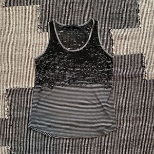 All Saints Sheer Top Black Gary Stripe Tank